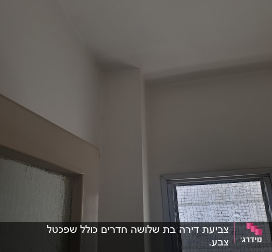 קיר צבוע בלבן ליד חלון ודלת